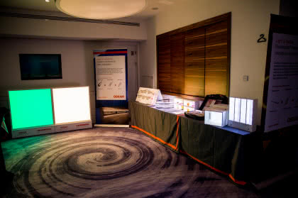 Ekspozycje produktów podczas spotkania z producentami rozwiązań oświetleniowych, zorganizowanego przez firmę OSRAM